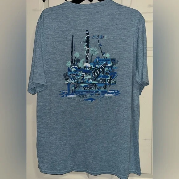Patagonia Men's Capilene Daily Graphic T-Shirt Size Large Lt Blue Short Sleeve - Picture 2 of 4